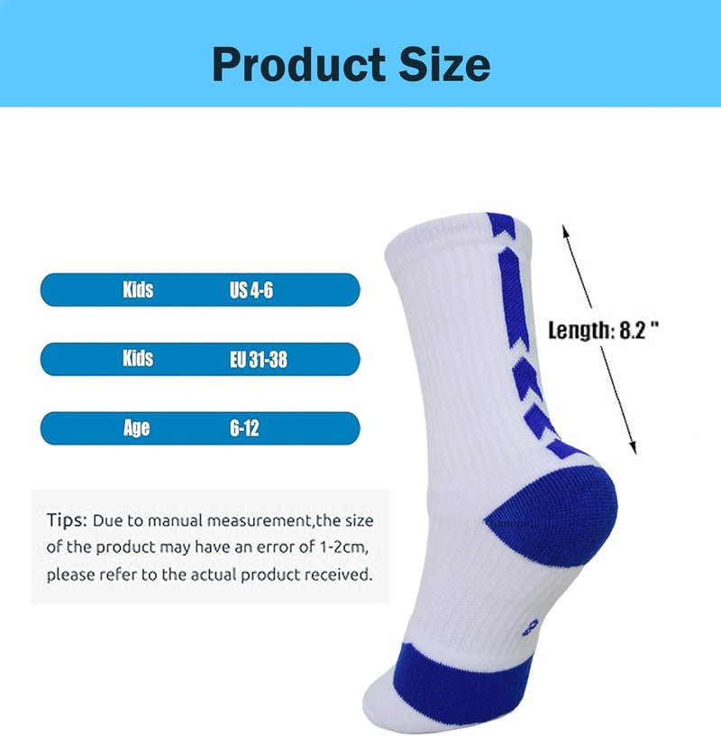 Popuid Youth Thick Basketball Socks for Boys - Cushioned Sports Compression Sock for Active Kids, Fits Ages 6-12 - Image 2
